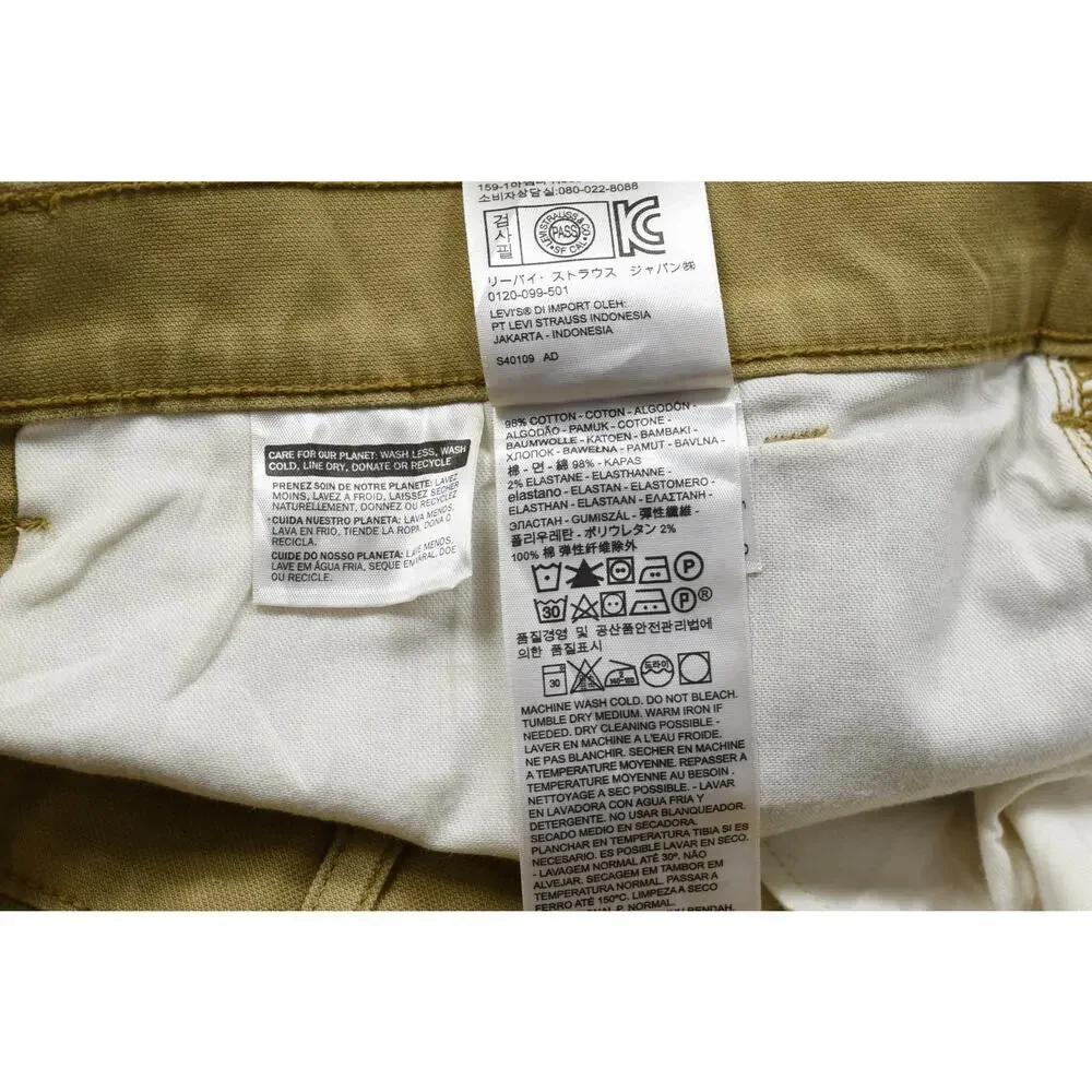 Levi's Men's Chino Shorts Size W42 Tan Khaki Cotton Blend Casual Flat Front Work